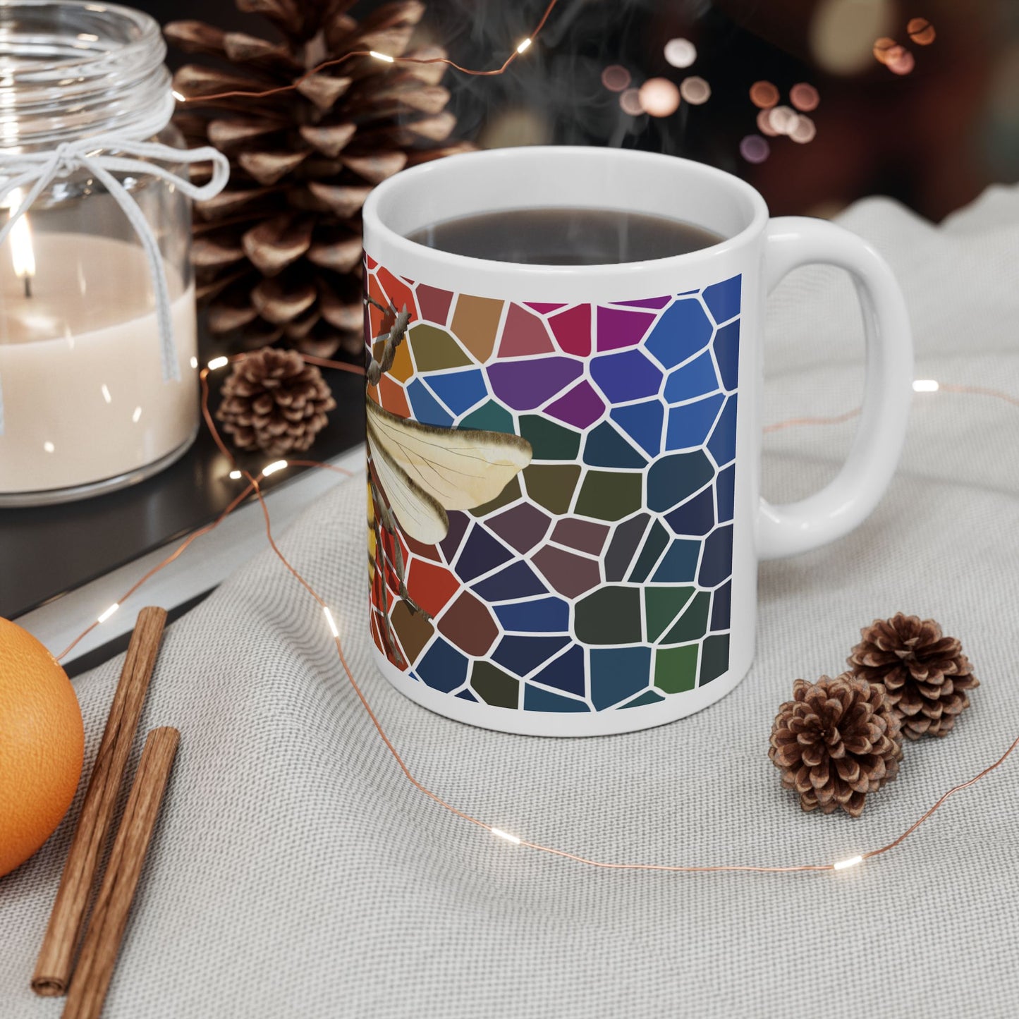 Bee & Stained Glass Ceramic Mug 11oz