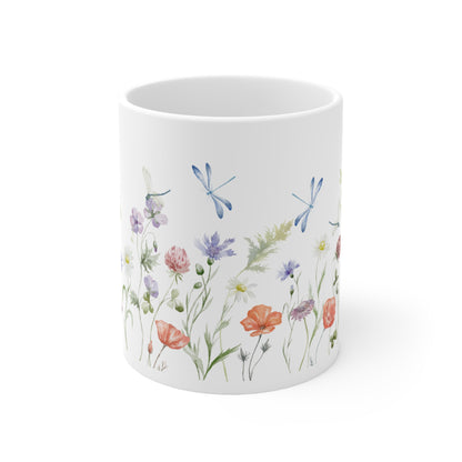 Flower & Dragonfly Ceramic Mug 11oz