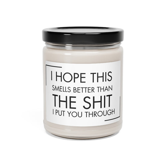 Scented Soy Candle, 9oz. Hope this smells better than the shit I put you through