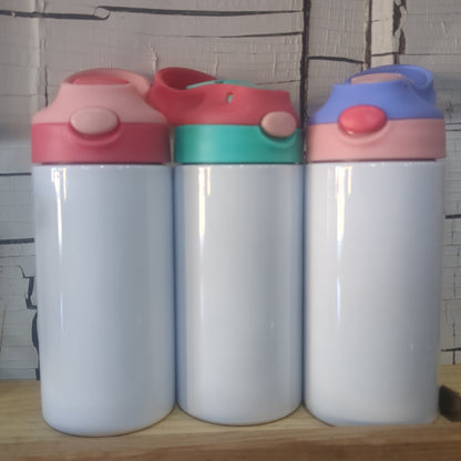 12 oz hot pink and aqua green flip top lid tumbler