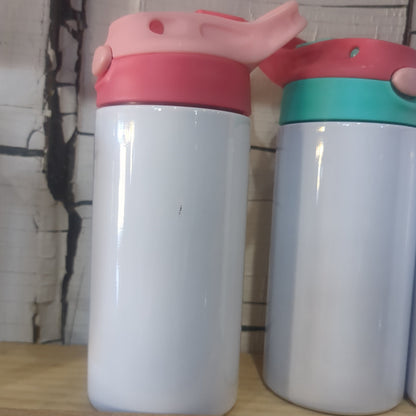 12 oz pink and hot pink flip top tumbler