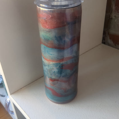 20 ounce insulated stainless steel alcohol ink, Tumbler blue, burgundy