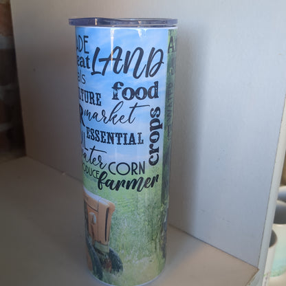 20 oz stainless steel, insulated tumbler farmer