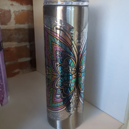 30 ounce stainless steel. Insulated Tumbler butterfly