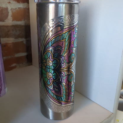 30 ounce stainless steel. Insulated Tumbler butterfly