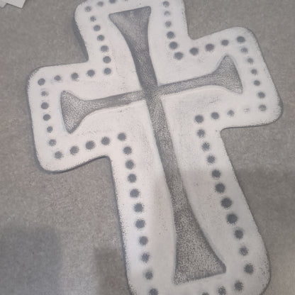 Distressed Metal Cross Dotted Ornament