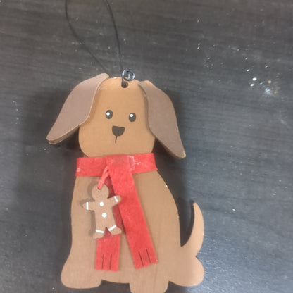 Dog With Gingerbread Scarf Ornament