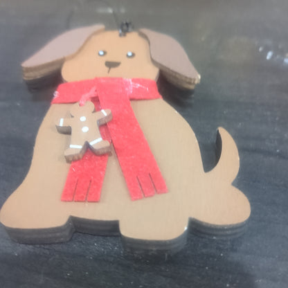 Dog With Gingerbread Scarf Ornament