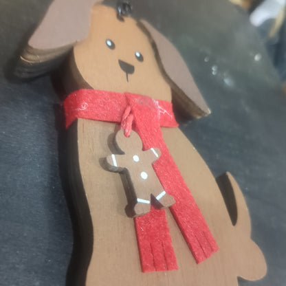 Dog With Gingerbread Scarf Ornament