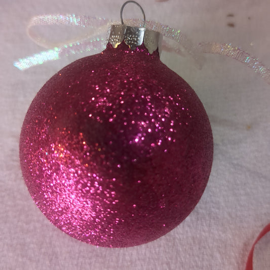 7 Glass hot pink ornament for Valentine's Day