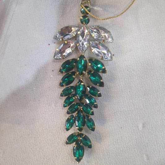 Acrylic green and clear jewel ornament, 5.25in