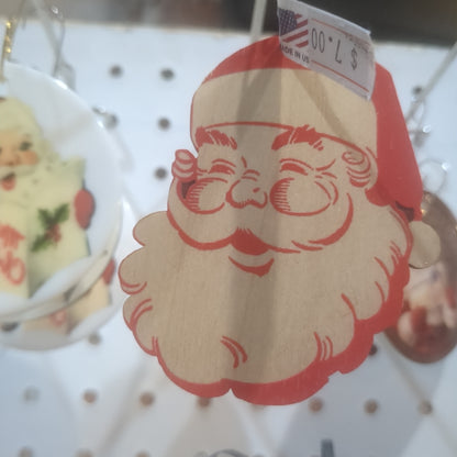 Birch Wood Vintage Santa Ornament