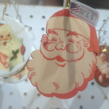 Birch Wood Vintage Santa Ornament