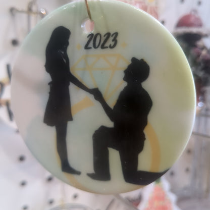 2023 Engaged Ceramic Ornament