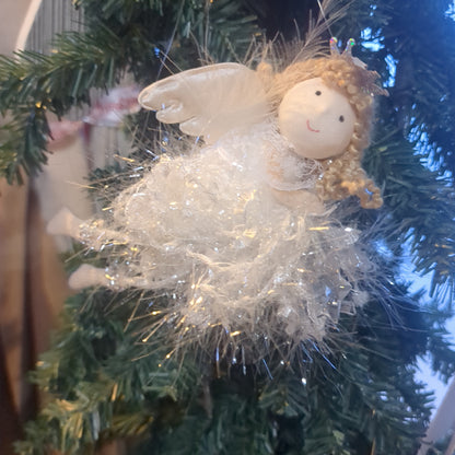 Soft Angel Ornament With Acrylic star And Fuzzy Dress