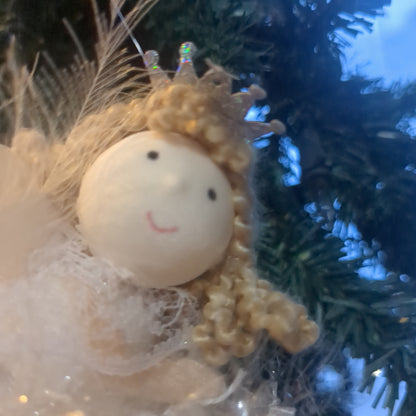 Soft Angel Ornament With Acrylic star And Fuzzy Dress