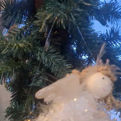 Soft Angel Ornament With Acrylic star And Fuzzy Dress