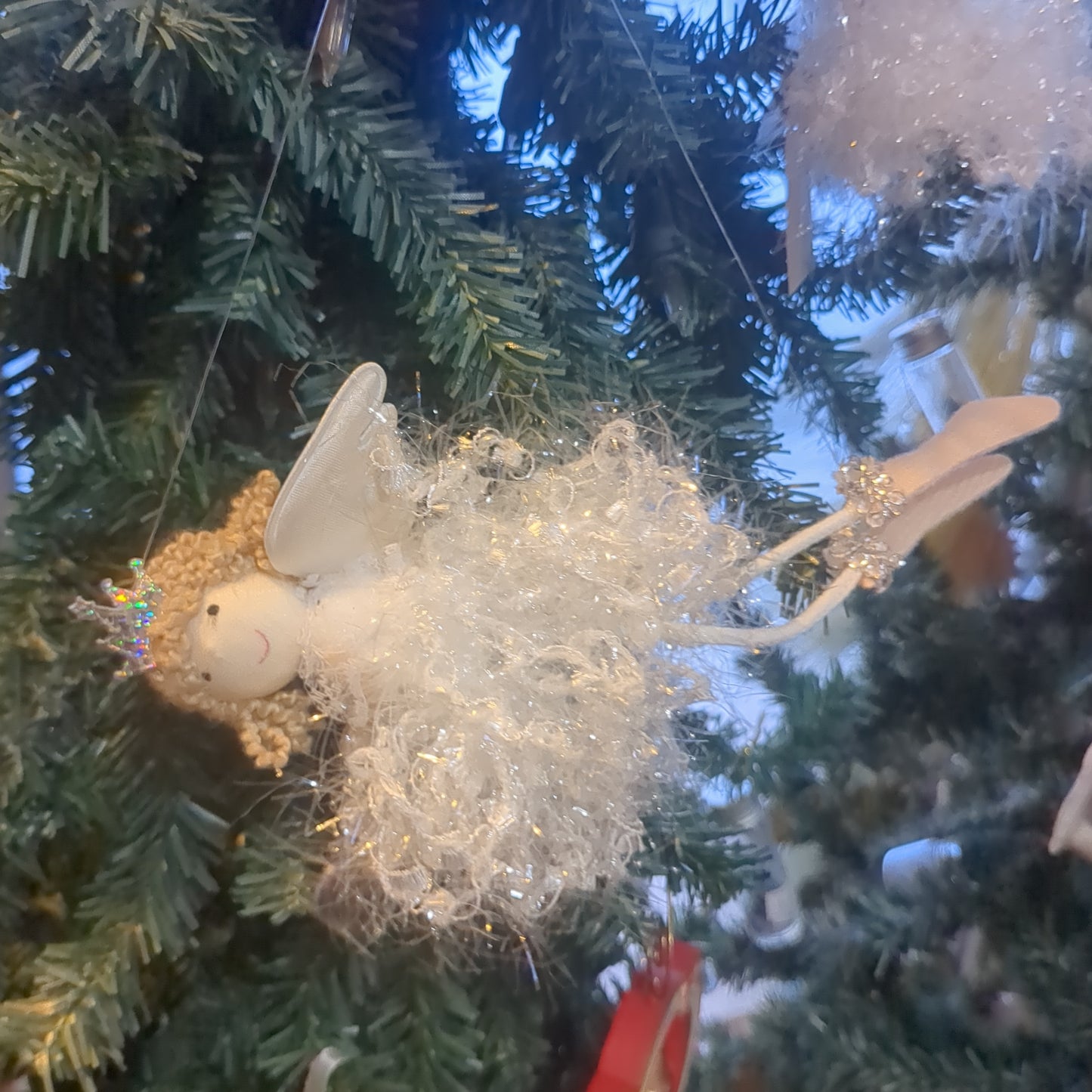 Soft Angel Ornament With Acrylic heart And Fuzzy Dress