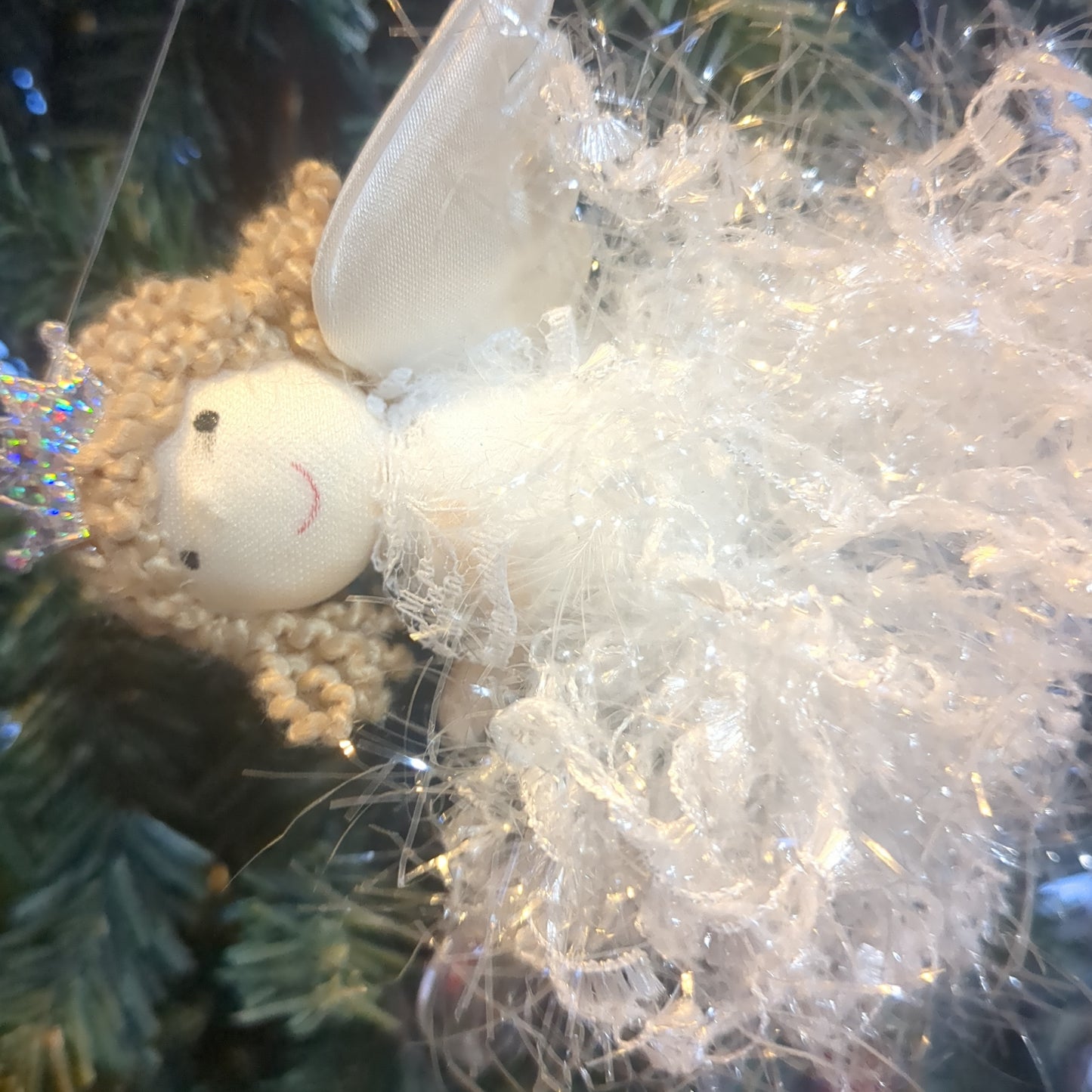 Soft Angel Ornament With Acrylic heart And Fuzzy Dress