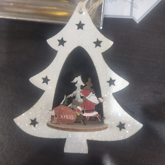 3D wooden Santa scene, 4.25in