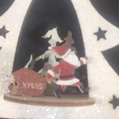 3D wooden Santa scene, 4.25in