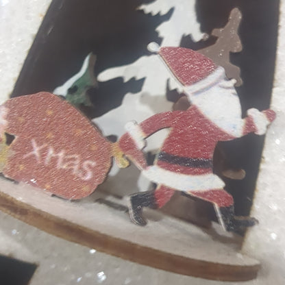 3D wooden Santa scene, 4.25in