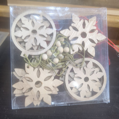 Wooden Snowflake Ornament Set Of 12