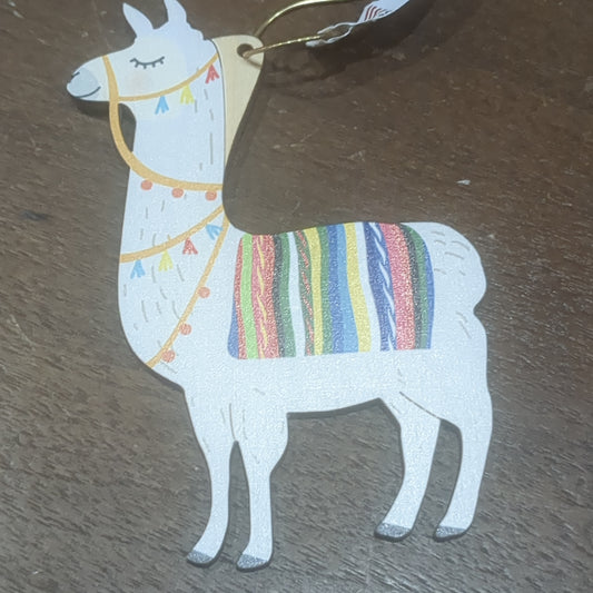 Birch Wood Llama Ornament