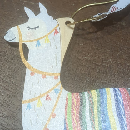 Birch Wood Llama Ornament