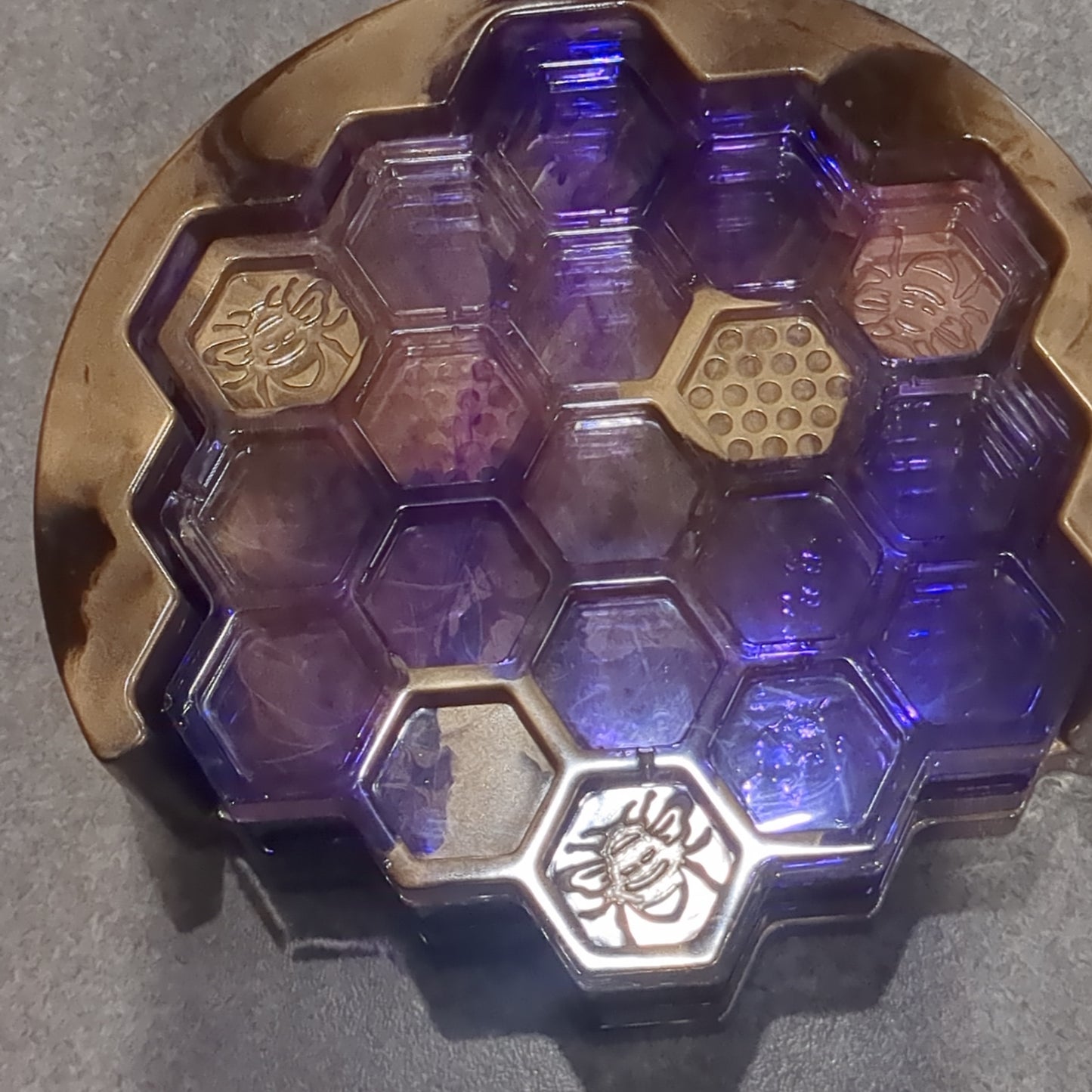 Coaster Set purple and gold bee and honeycomb unique gift