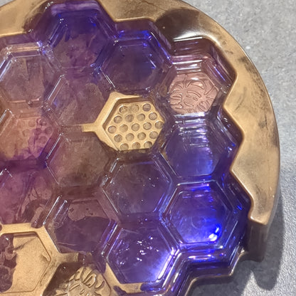 Coaster Set purple and gold bee and honeycomb unique gift