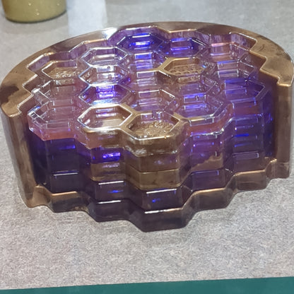 Coaster Set purple and gold bee and honeycomb unique gift