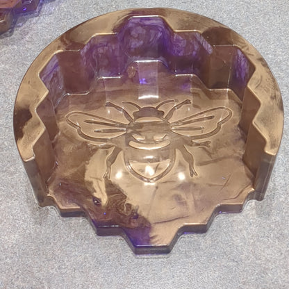 Coaster Set purple and gold bee and honeycomb unique gift