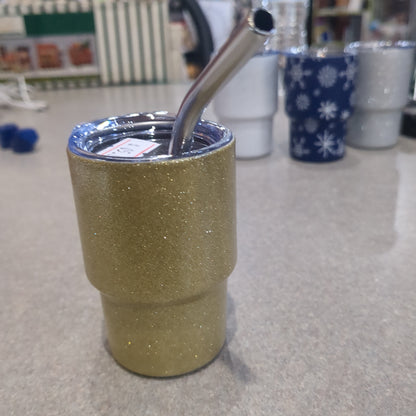 Shot glass / mini Tumbler for dolls and Barbies gold glitter