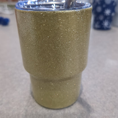 Shot glass / mini Tumbler for dolls and Barbies gold glitter