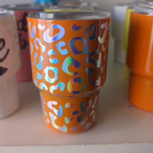 Shot glass / mini Tumbler for dolls and Barbies orange leopard or cheetah