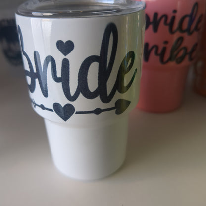 Shot glass / mini Tumbler white says bride