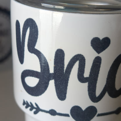 Shot glass / mini Tumbler white says bride