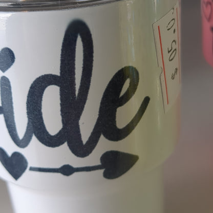 Shot glass / mini Tumbler white says bride