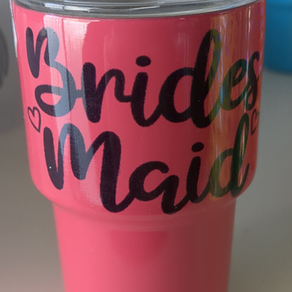 Shot glass / mini Tumbler hot pink says bridesmaid