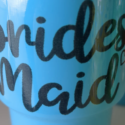 Shot glass / mini Tumbler medium blue says bridesmaid