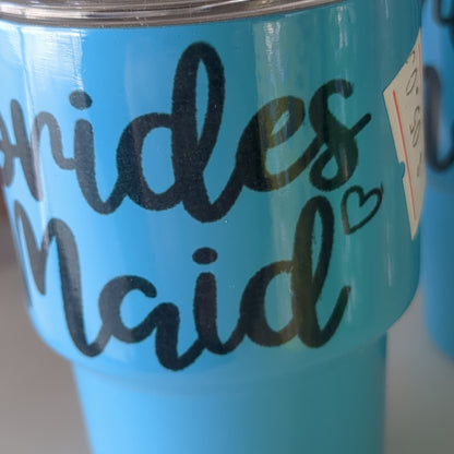 Shot glass / mini Tumbler medium blue says bridesmaid