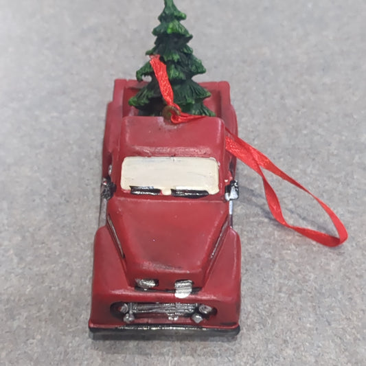 Small Red metal truck ornament polyresin