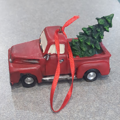 Small Red metal truck ornament polyresin