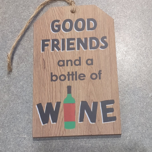 Tag ornaments Good friends and a bot of wine