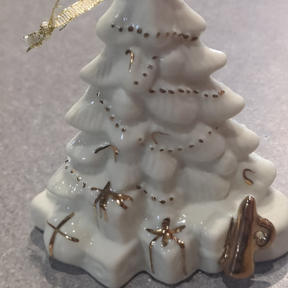 White and gold porcelain tree ornament