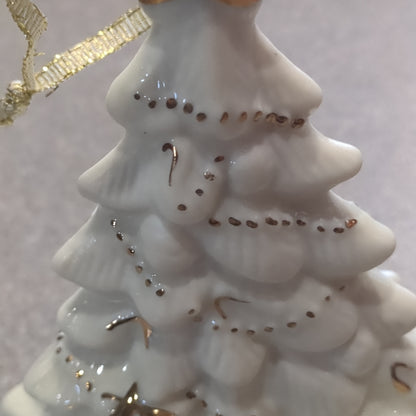 White and gold porcelain tree ornament