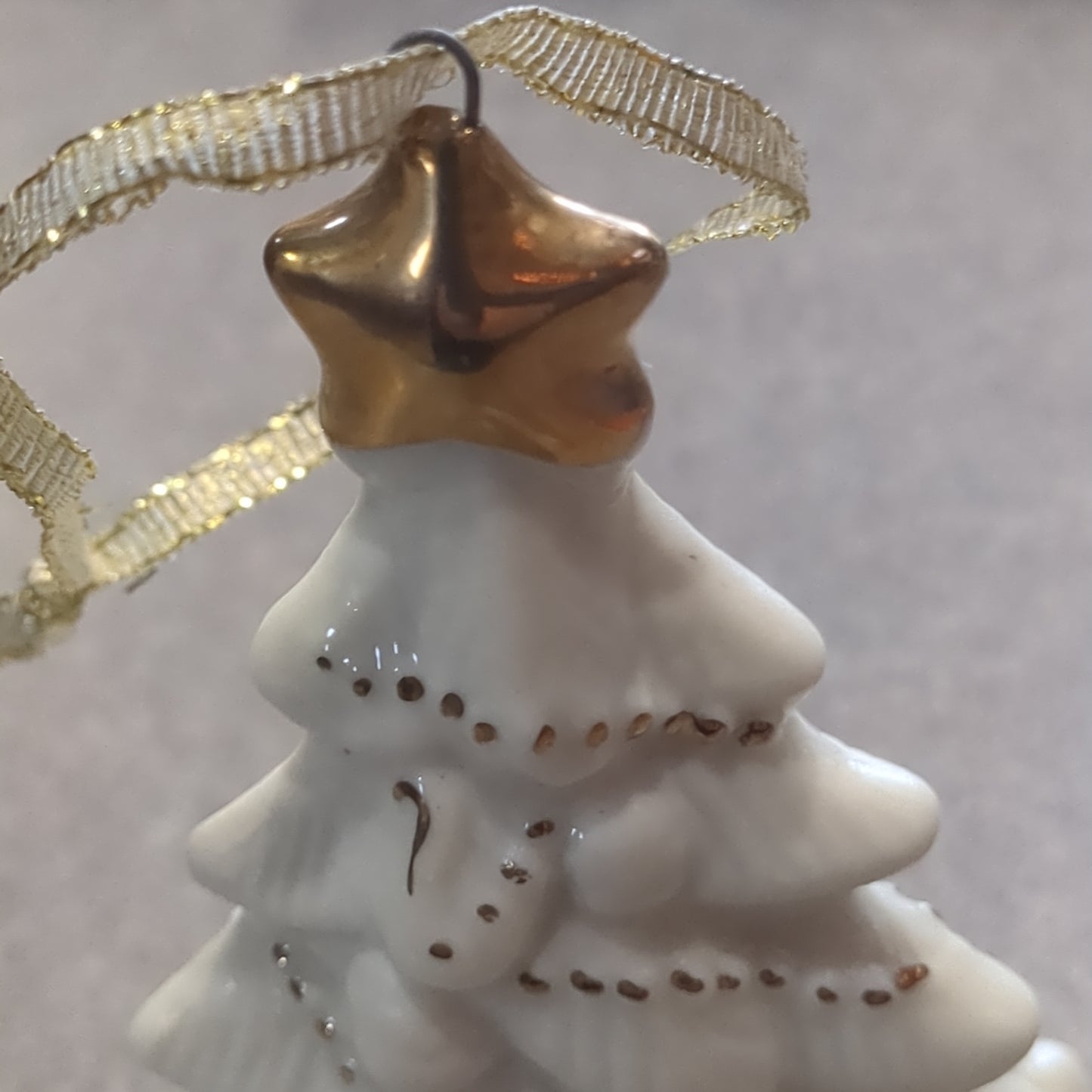 White and gold porcelain tree ornament