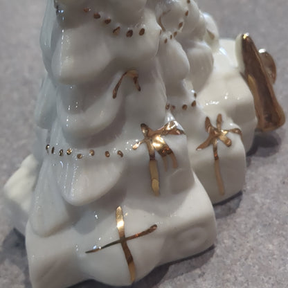 White and gold porcelain tree ornament