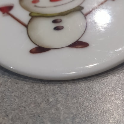 Ceramic ornament snowman with a wine glass